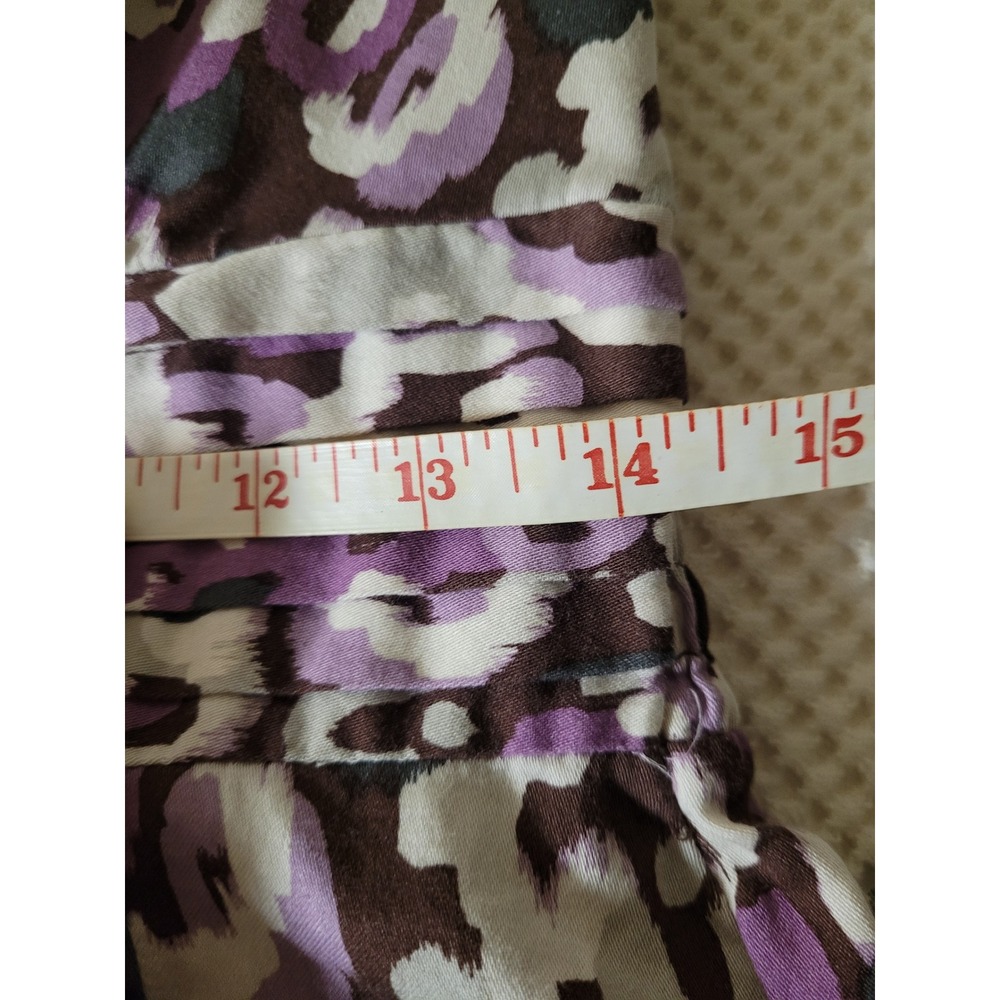 Purple Brown Tropical V-Neck Casual Chic Women's Dress Cotton Dress Size S - Picture 7 of 8